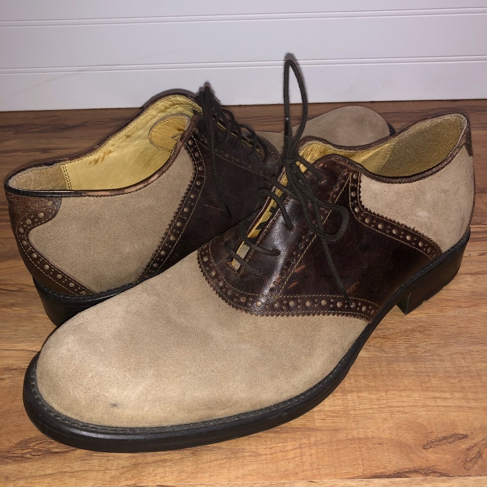 MENS STAFFORD BROWN/TAN LEATHER DRESS LOAFER